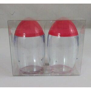 New 2007 Simply Summer Clear With Red Tops 3.5"" Salt & Pepper Shakers